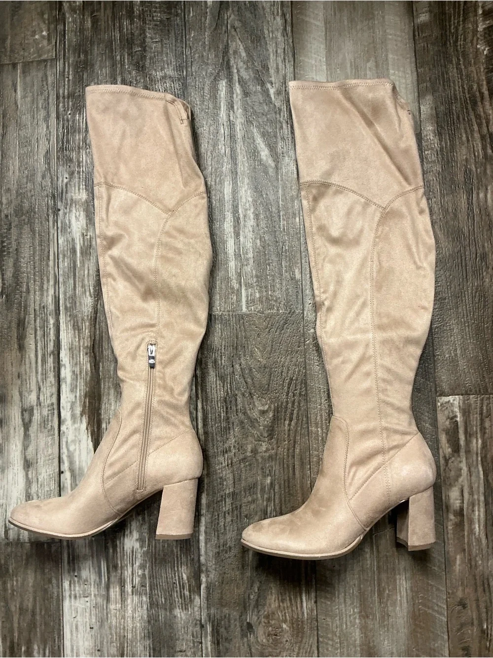 Marc Fisher Tan Over-the-Knee Block Heel Boots Size 7
